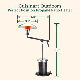 Cuisinart heater heat shield focuses warmth downward for efficient coverage.