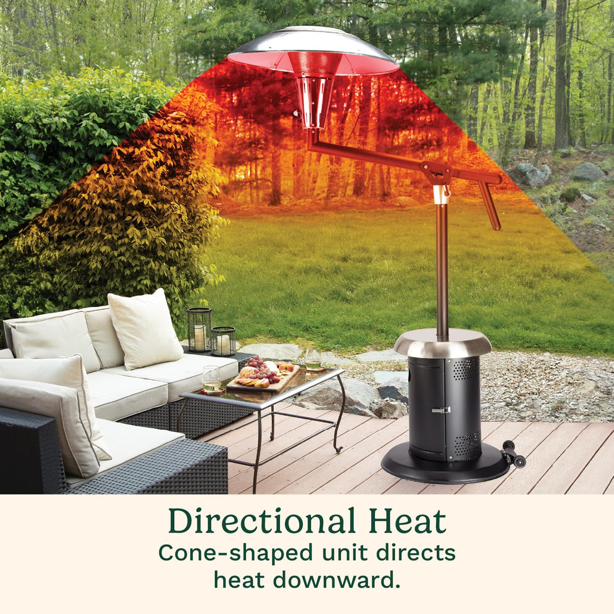 Cuisinart heater with wheeled base easily moves warmth around.