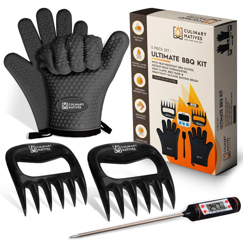 CULINARY NATIVES smoker gloves on grill for safe hot-handling while grilling