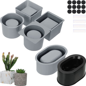 Cunhill 3-pack concrete molds for round, square, and oval planters, ideal for DIY projects.