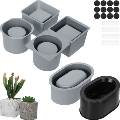 Cunhill 3-pack concrete molds for round, square, and oval planters, ideal for DIY projects.
