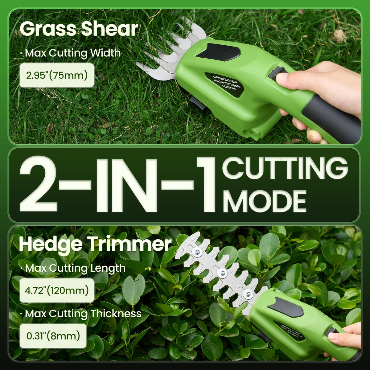 CURECURE Battery provides up to 85 minutes of runtime for longer pruning sessions.