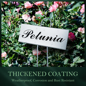 Cureder stainless steel garden markers withstand rain and keep labels legible.