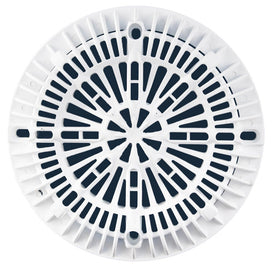 Custom Molded Products CMP 25507-100-000 8-inch Galaxy drain cover in white for safe pool drainage.
