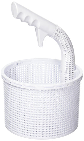Custom Molded Products FlowSkim basket with 12-inch handle for easy skimmer removal.