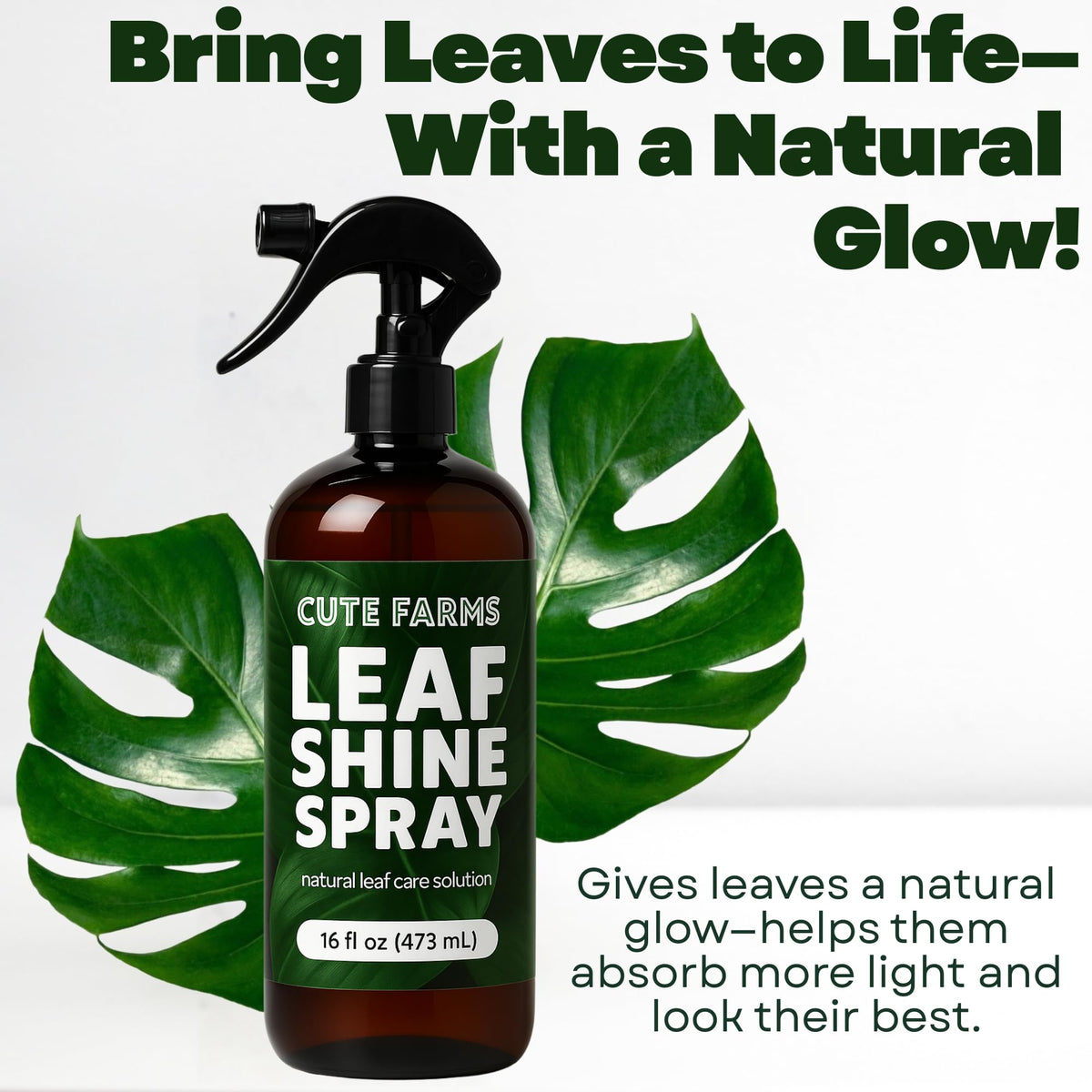Cute Farms USA-made Leaf Shine Spray crafted in Sierra Nevada supports eco-friendly plant care.
