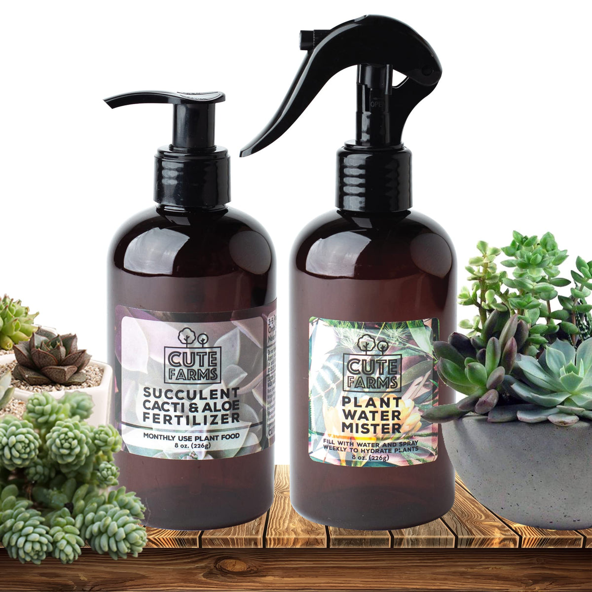 Cute Farms Succulent Fertilizer leakproof cap helps prevent spills during handling.