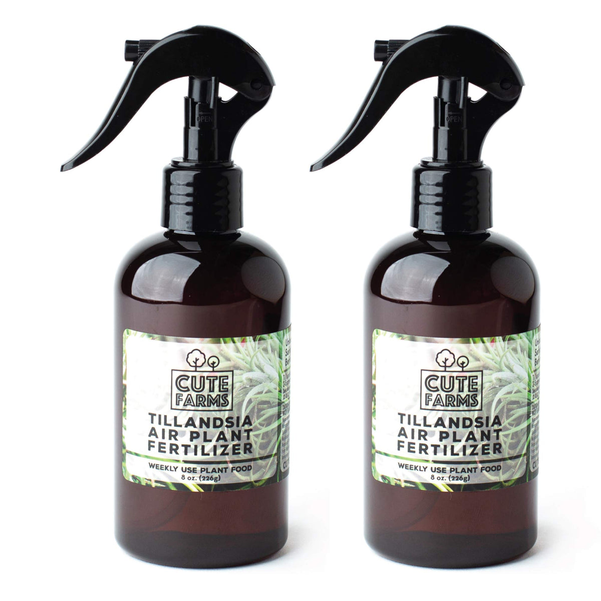 Cute Farms Tillandsia air plant fertilizer bottle with mist sprayer for weekly care