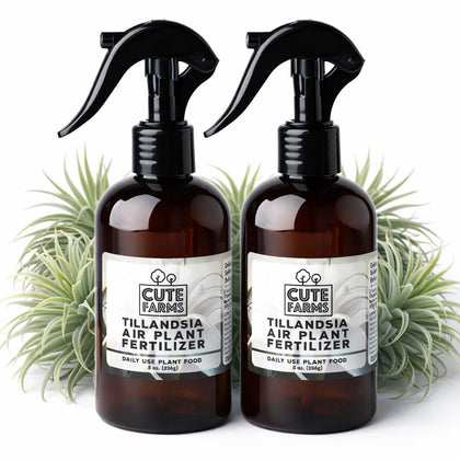 Cute Farms Tillandsia fertilizer bottle viewed, ready-to-use daily spray for healthy growth