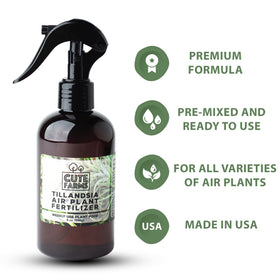 Cute Farms ultra-fine mist sprayer enables gentle application on air plants.