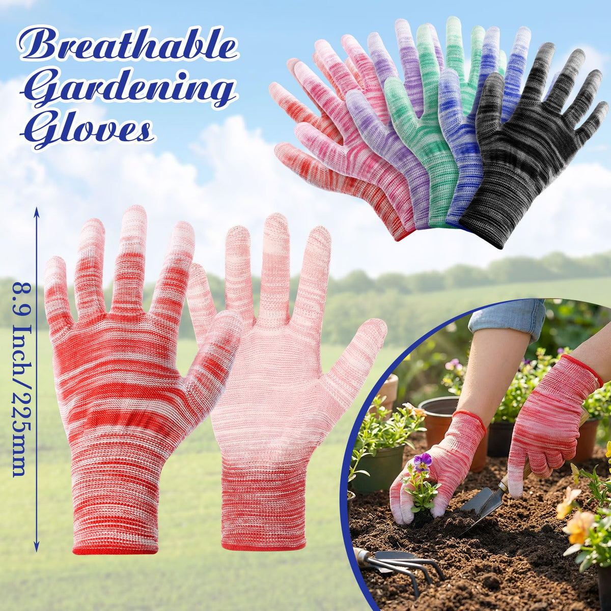 Cutecrop 8.9-inch gloves designed for both women and men during extended gardening tasks.