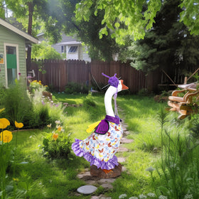 Cutecrop butterfly goose outfit, back view, brightens garden focal point