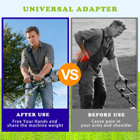 CVHCVH strap use scenarios demonstrates comfort and efficiency during leaf blowing