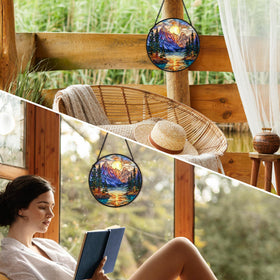 cvjutf Round glass suncatcher brightens spaces by day and night.