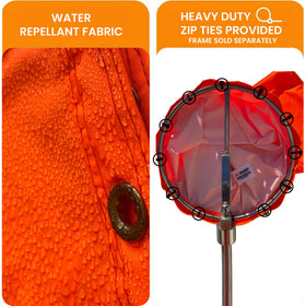 CW The Custom Windsock Co. quad-stitch-inlet-outlet design strengthens seams against gusts.