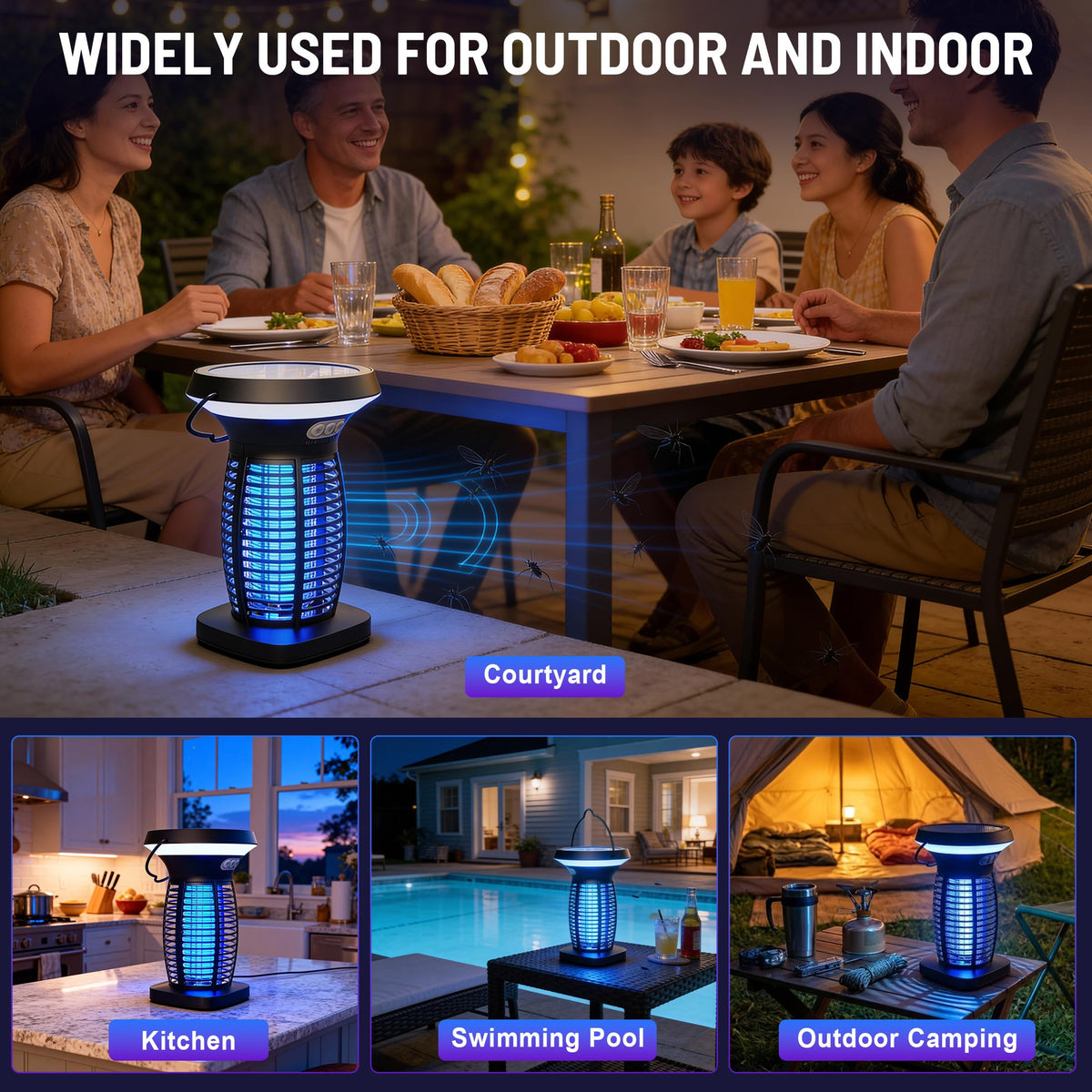 CXBER Night-light camping mode combines illumination and pest control.