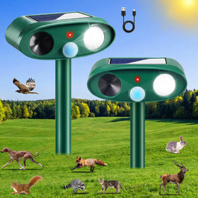 CXIENAOY solar ultrasonic animal repellent in outdoor setting deters pests without chemicals