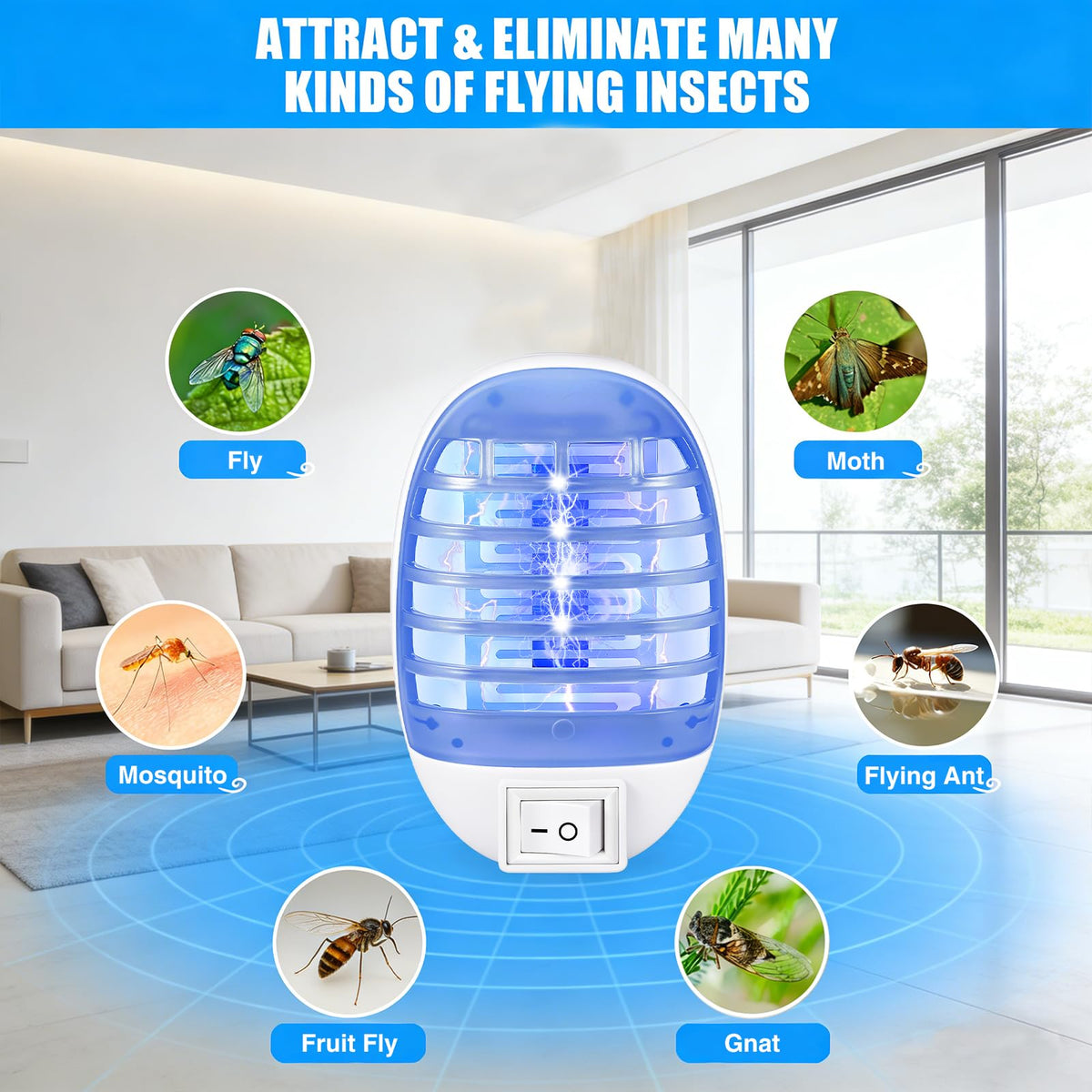 CXIENAOY compact-design zapper fits standard outlets without blocking nearby plugs