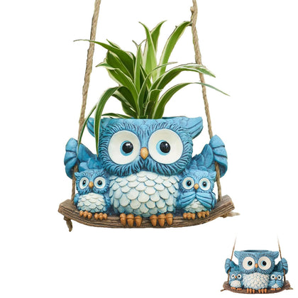 Cxomnndiw blue owl planter with drainage hole for succulents and cacti