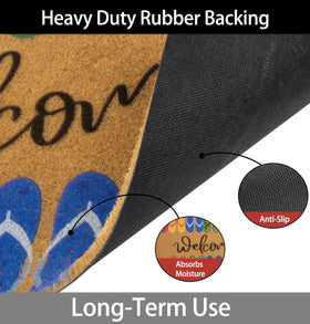 CXQRR outdoor mat showing non-slip rubber back stays flat on entry floors