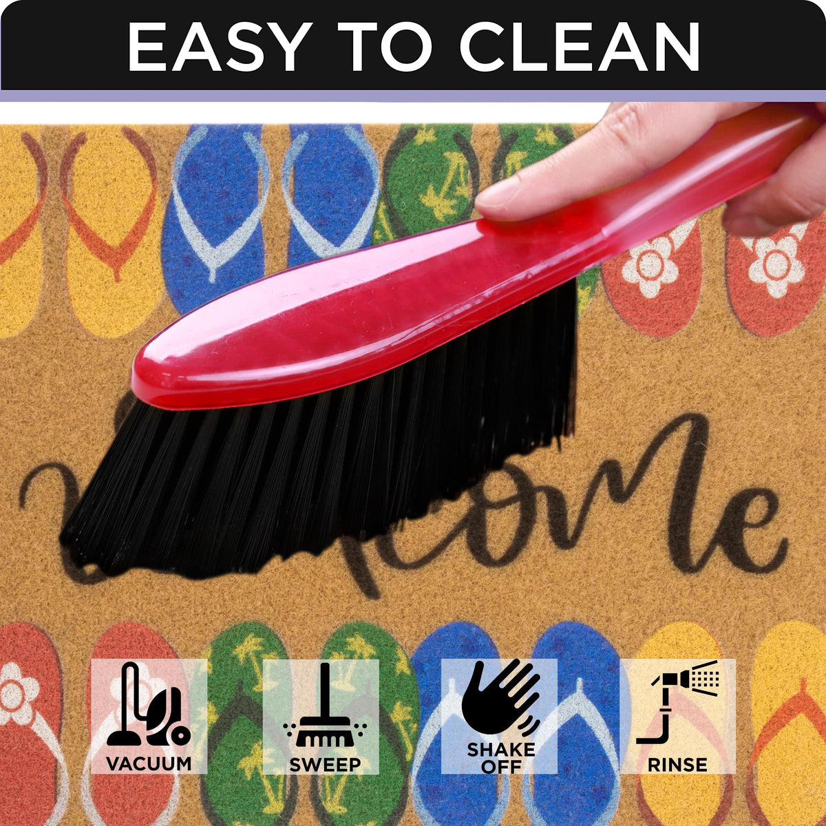 CXQRR easy-clean mat can be rinsed with a hose for deeper cleaning