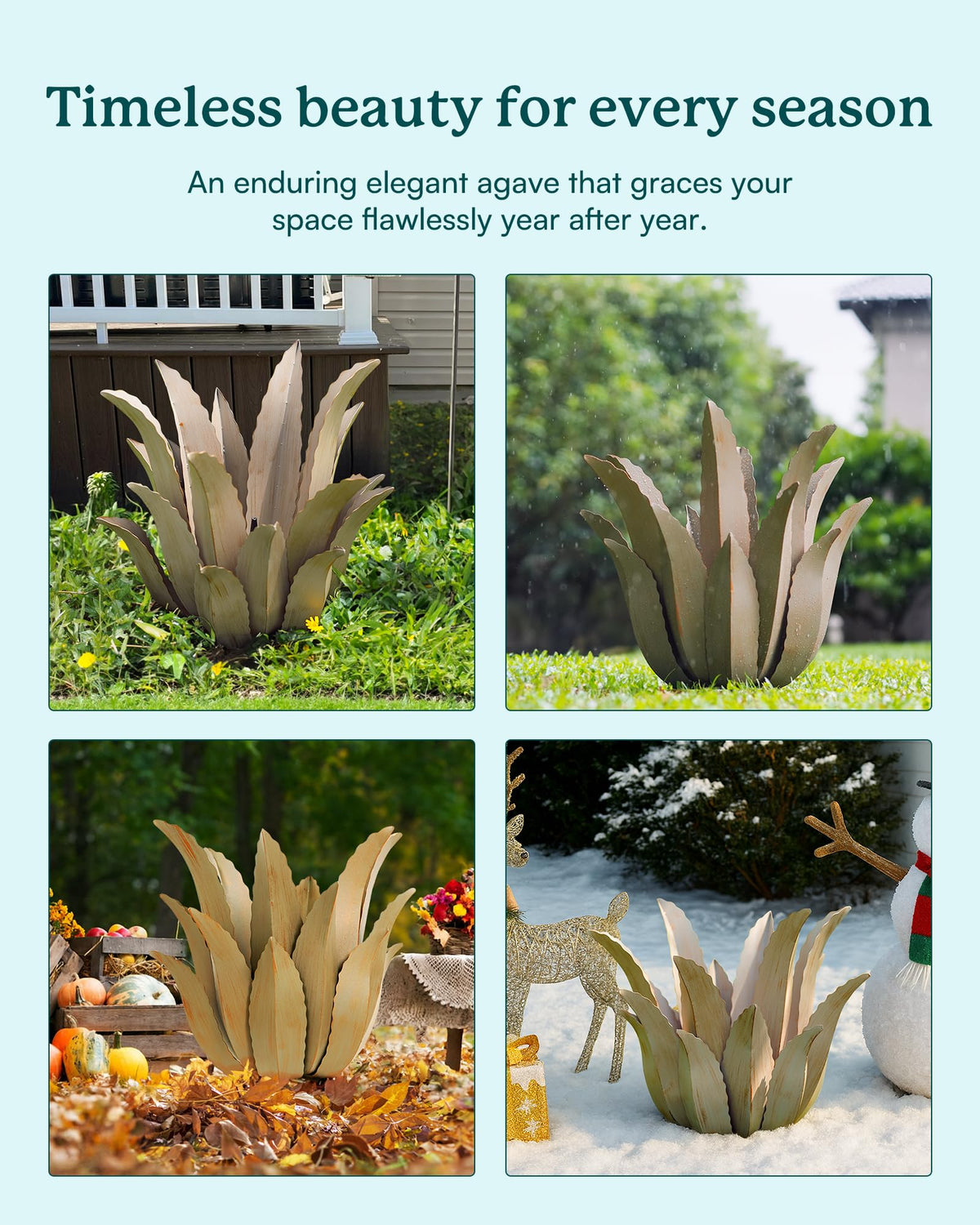 Cyan Oasis desert-themed garden sculpture stands 25.5 inches tall for bold impact