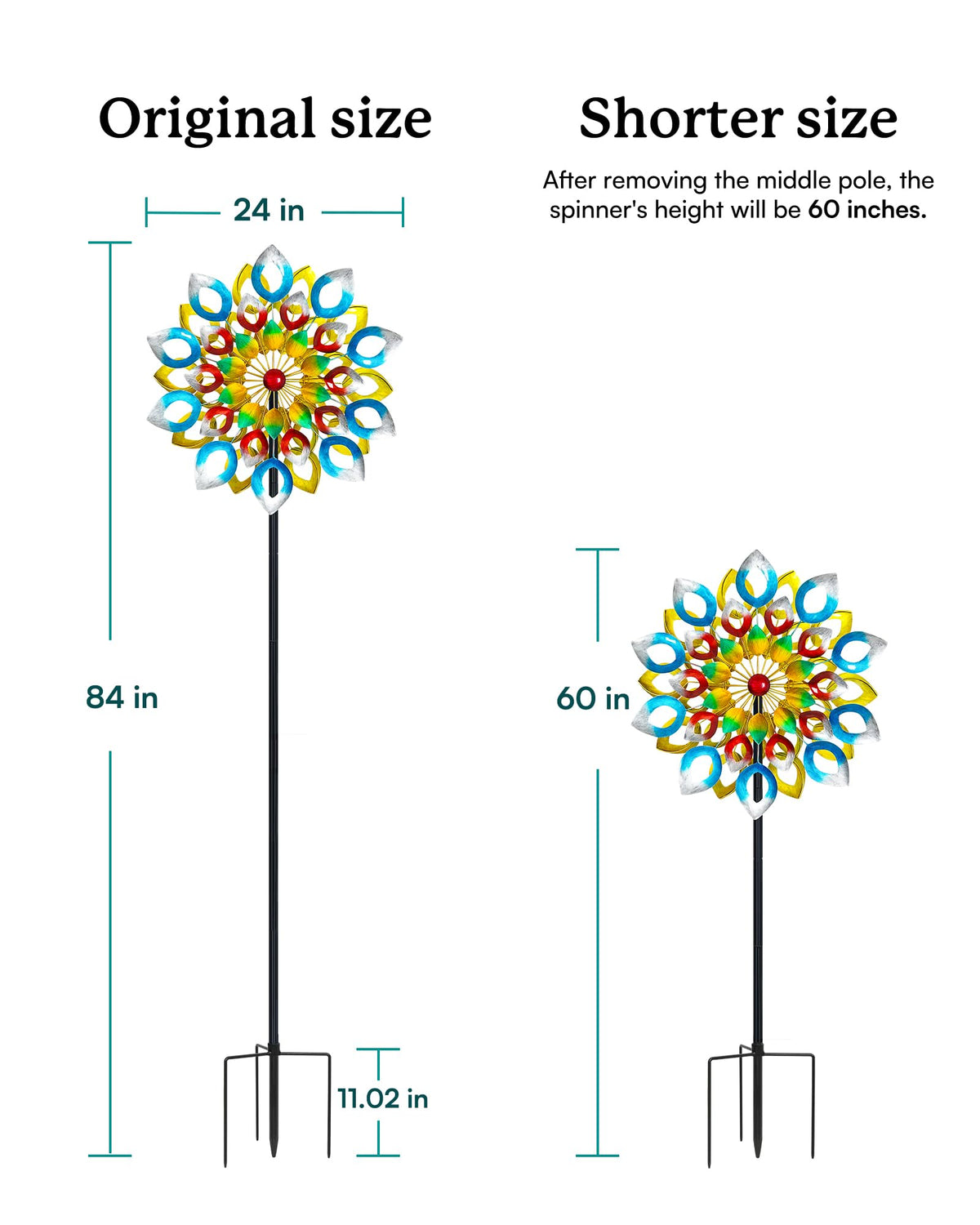 Cyan Oasis easy-install wind spinner height adjustable for perfect view.