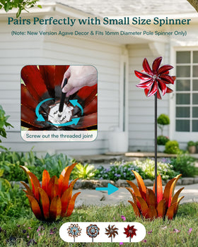 Cyan Oasis patio decor: metal agave centerpiece for porch or deck.