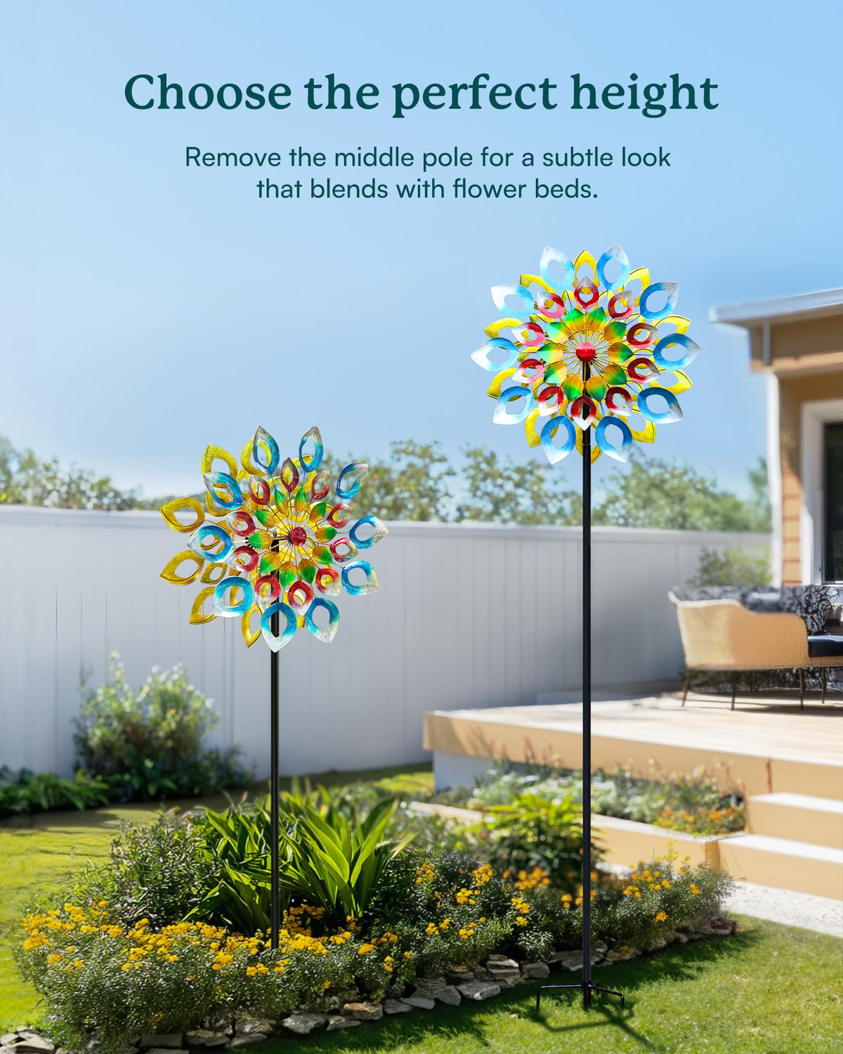 Cyan Oasis sturdy stake with three-prong base in windy yards.