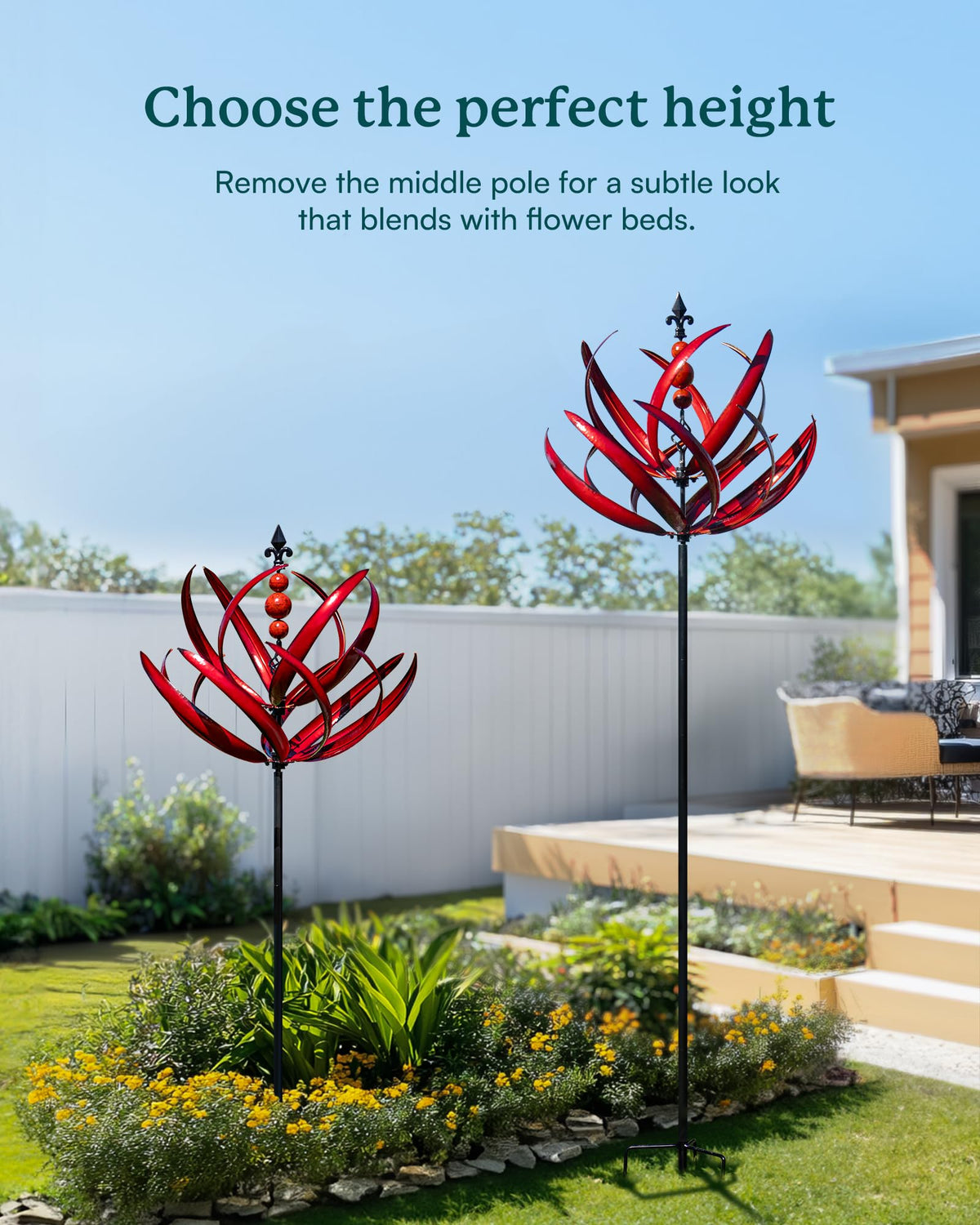 Cyan Oasis weather-resistant metal finish resists UV, rust, and fading for year-round charm