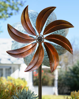 Cyan Oasis wind spinner year-round decor with durable rain-ready finish