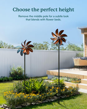 Cyan Oasis wind spinner adjustable height fits patios and lawns securely