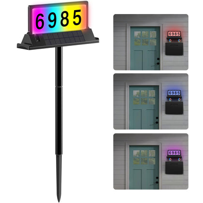 Cybrasc solar address sign with dual-sided LED for clear visibility day and night