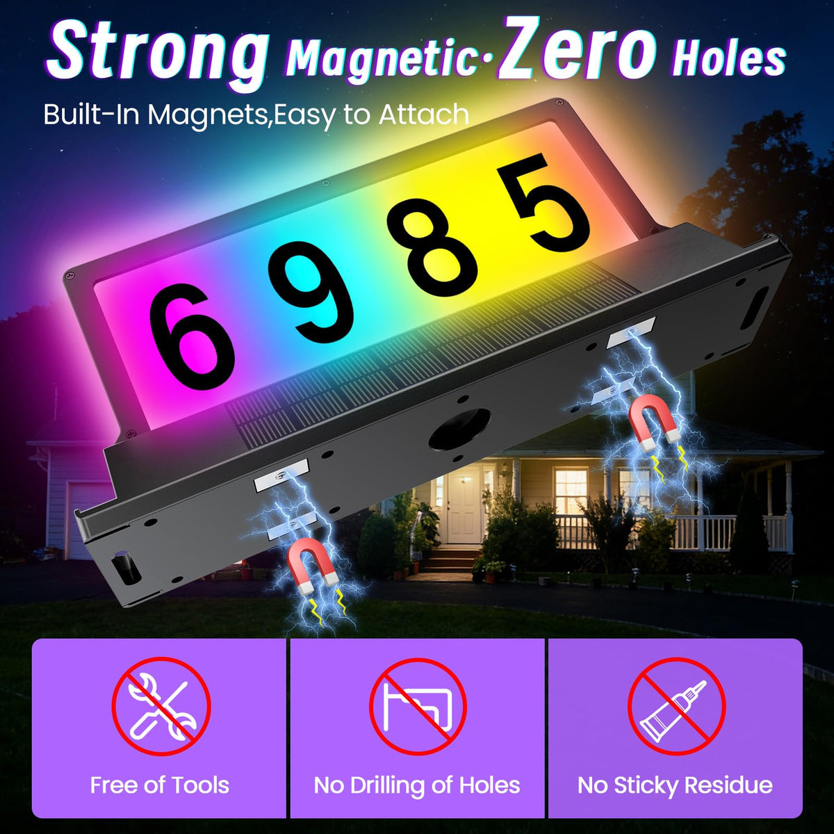 Cybrasc IP65 weatherproof solar address sign withstands outdoor conditions
