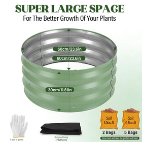 Cycayit fabric liner included enhances soil retention and drainage in outdoor beds.