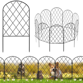 Cycayit no-dig fence arched panel borders a flower bed.