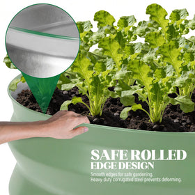 Cycayit round bed designed for herbs, flowers, and small vegetables.