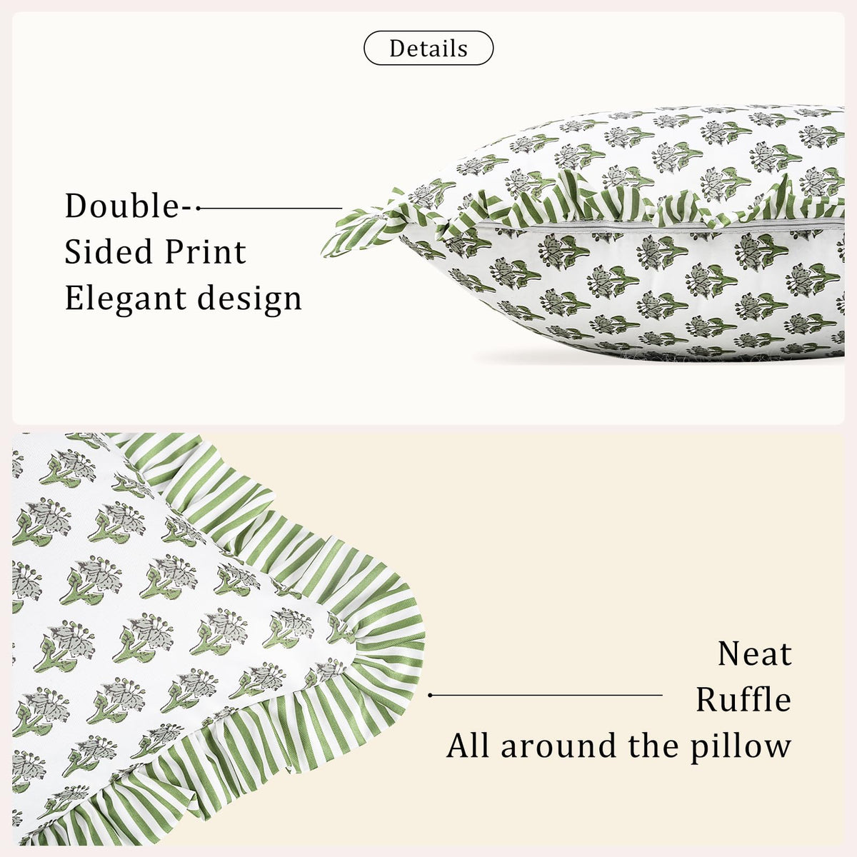 Cygnus green floral cover is easy to spot clean or machine wash.