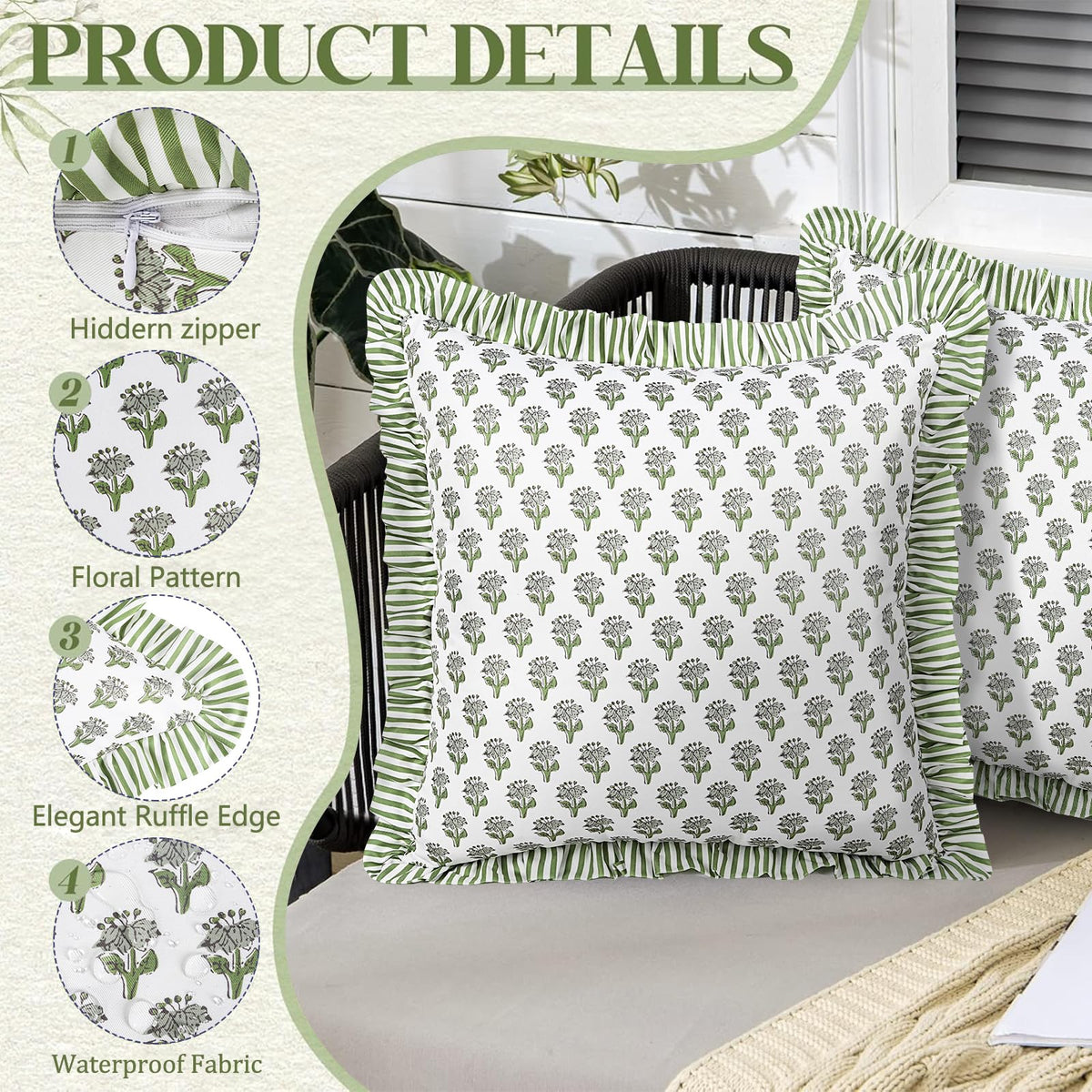 Cygnus 18x18 pillow cover with hidden zipper for seamless styling.