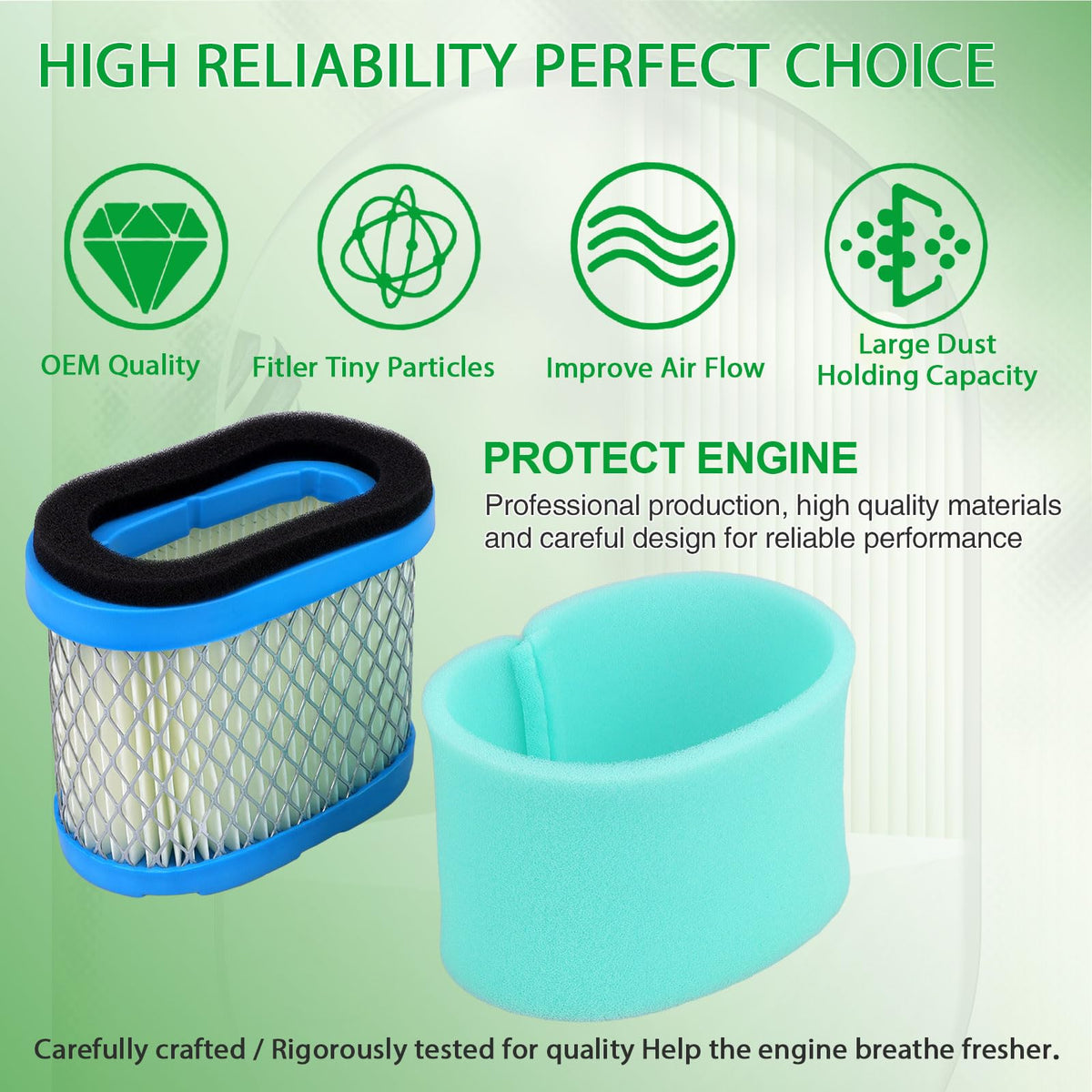 Cyleto Briggs & Stratton 697029 compatible filter element guards engine against contaminants.