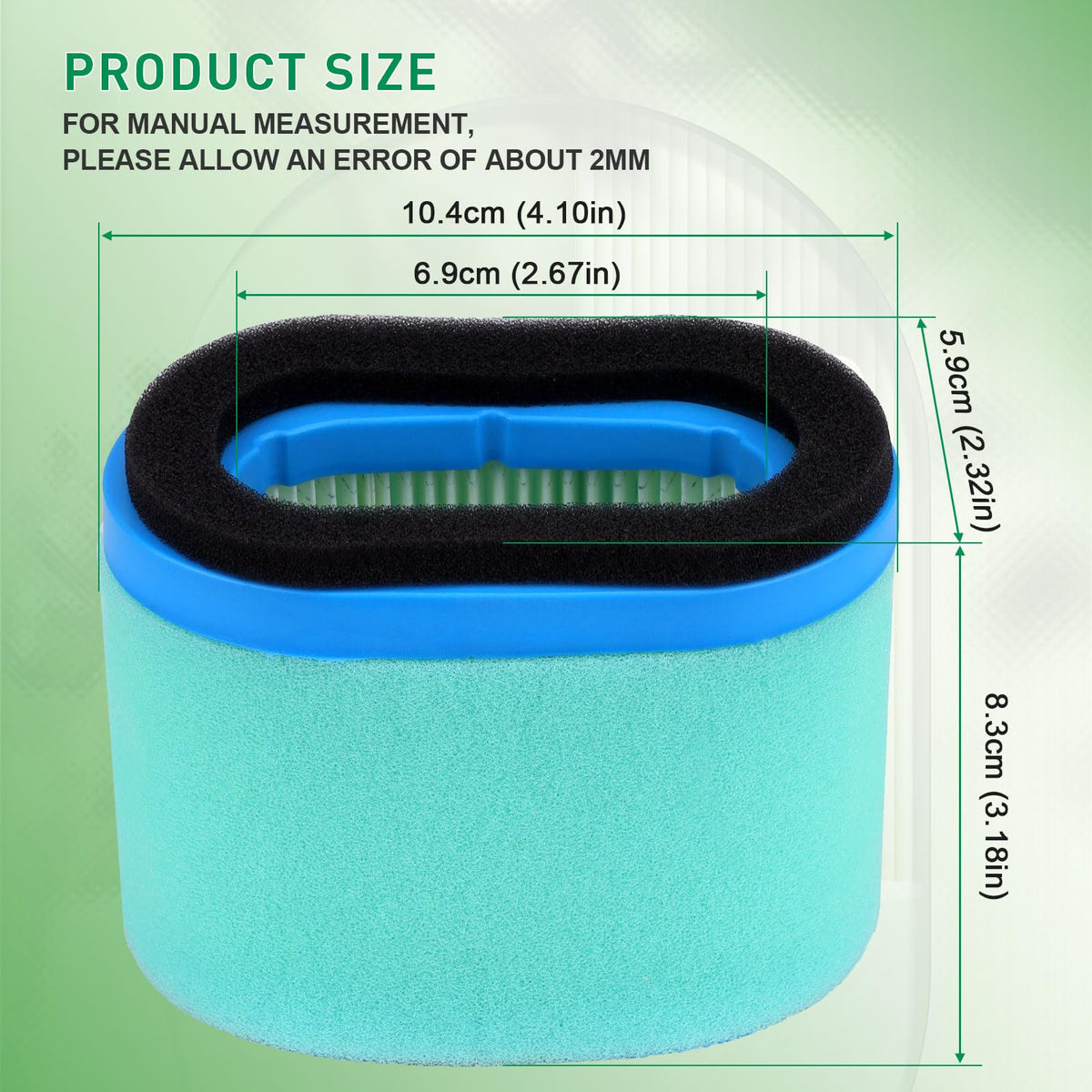 Cyleto air filter JS63 for Deere engines protects the carb from dust and debris.