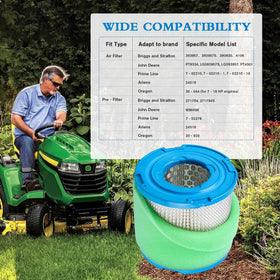 Cyleto air filter for John Deere LG393957 installed in engine bay for smoother operation