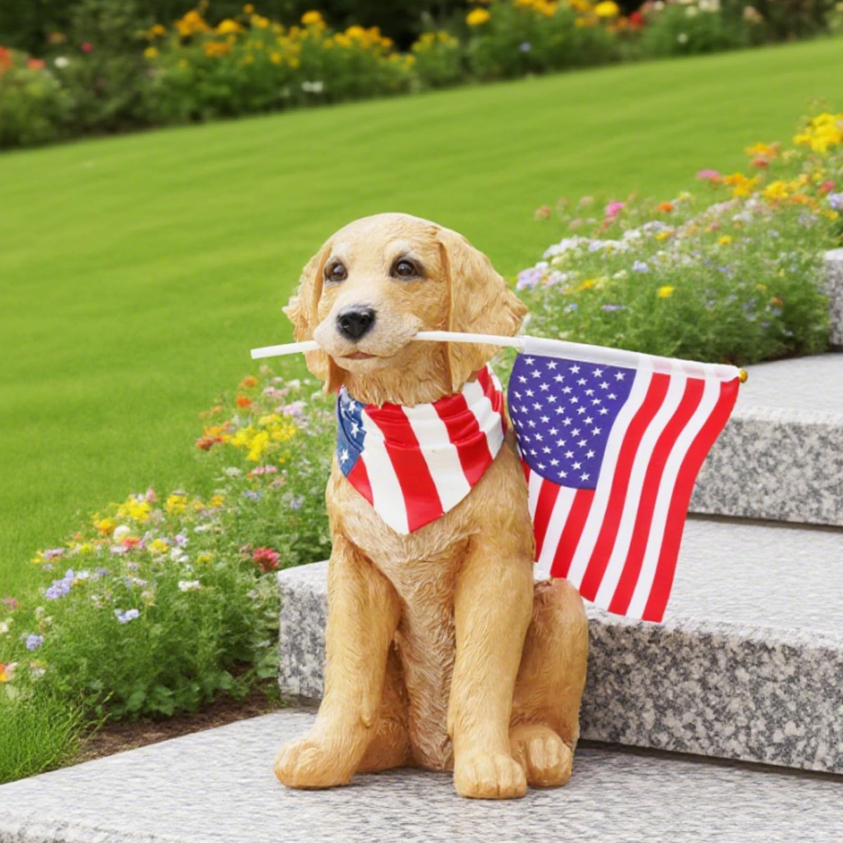 Cynkeyee patriotic decor for garden beds or entryways.