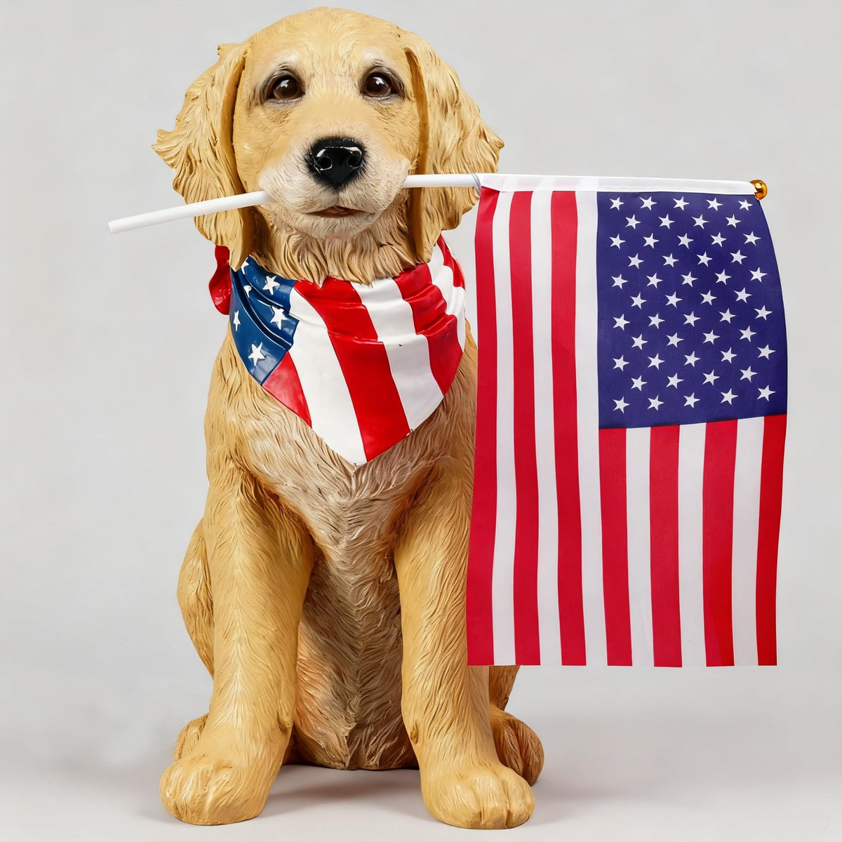 Cynkeyee large puppy statue creates a welcoming outdoor focal point.