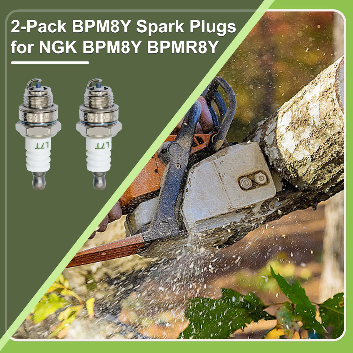 Cynkpeg BPM8Y spark plug two-pack with copper-core detail for quick replacement.