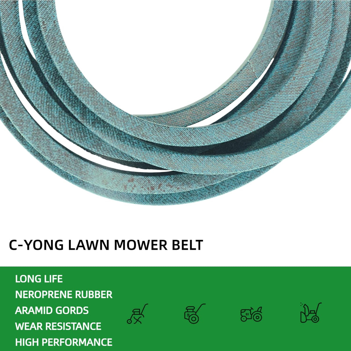 CYONG deck belt aramid installed on John Deere 145 demonstrates precise fit and tension.