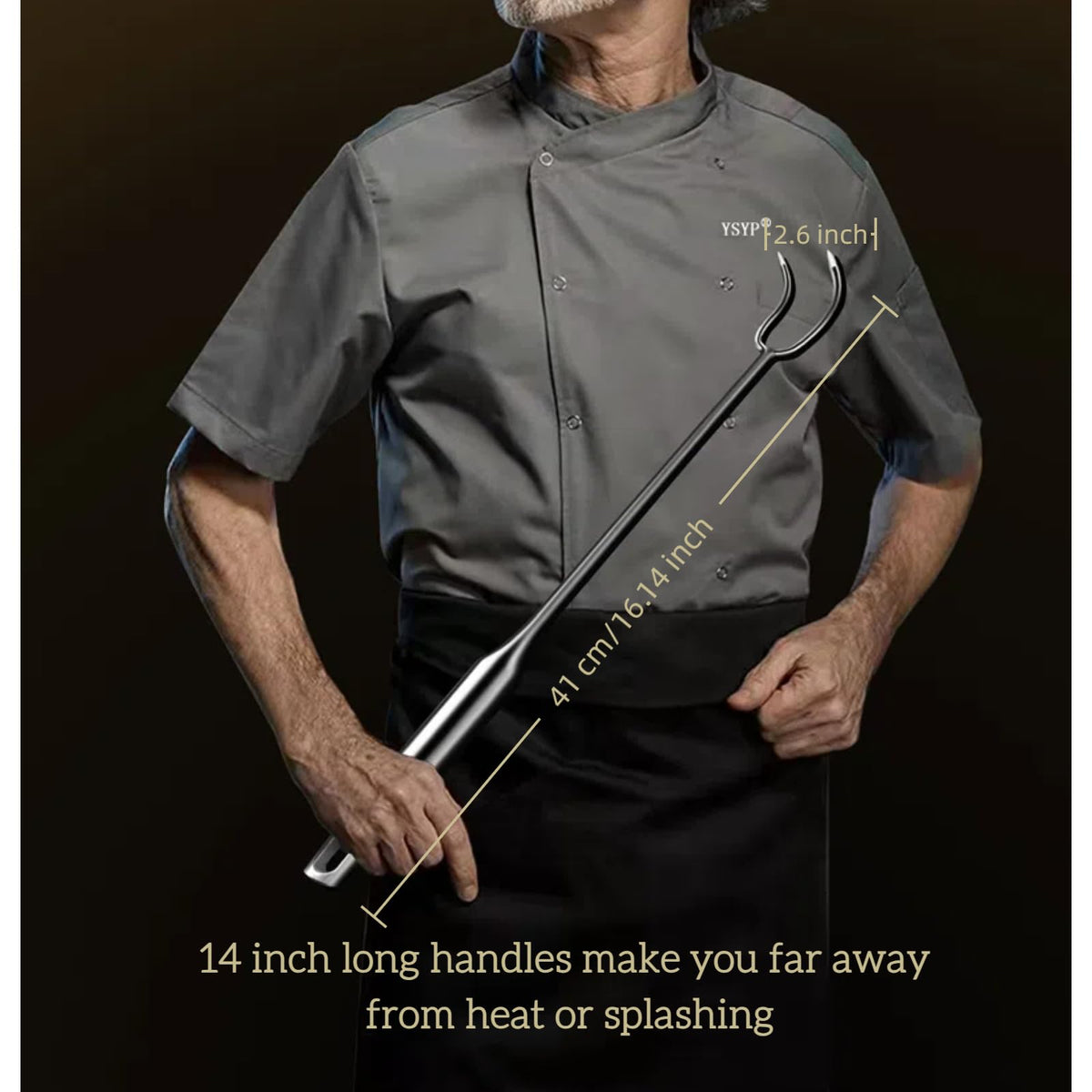 Cyoufine meat hook flipper long-handle provides distance from heat