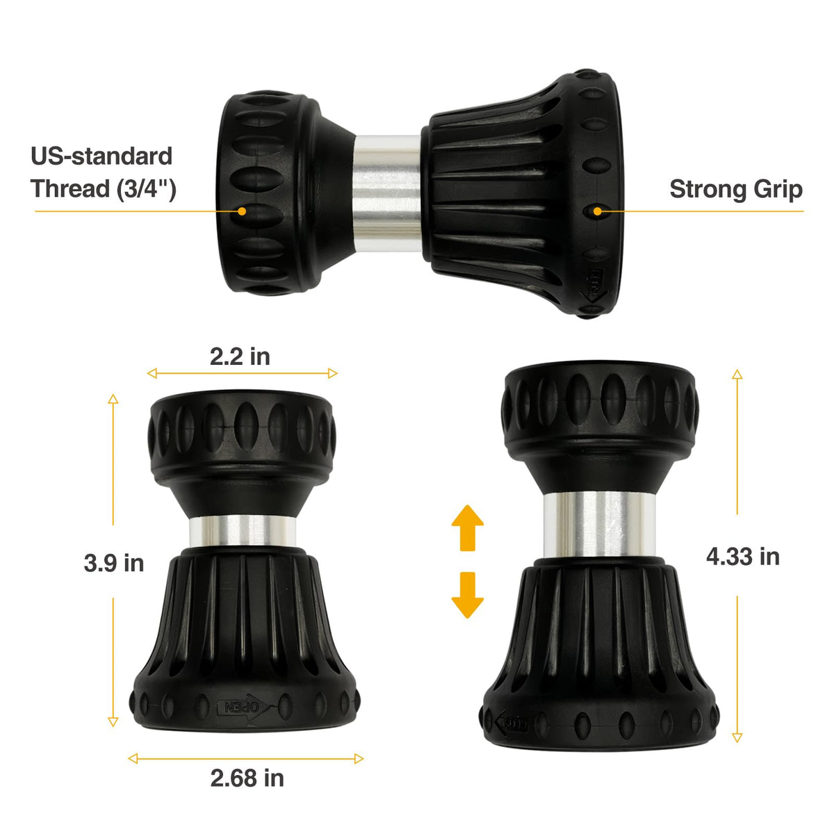 Cyprium water nozzle with multiple spray settings for versatile watering
