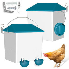 Cyrico chicken feeder no-waste keeps feed dry and reduces waste.