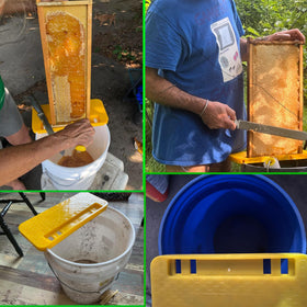 CYSFETENA yellow beekeeping tool improves visibility during tasks.